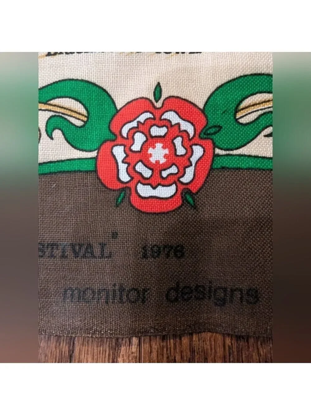 Red Rose Country Vintage  Tea Towel with historic Great Britain architecture